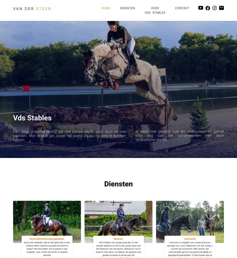 screenshot of webpage of vds-stables.nl