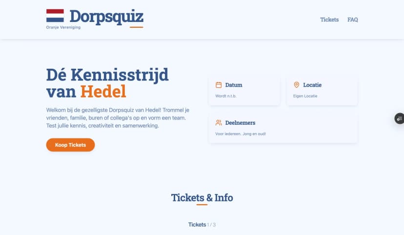 screenshot of webpage of dorpsquiz-edel.nl
